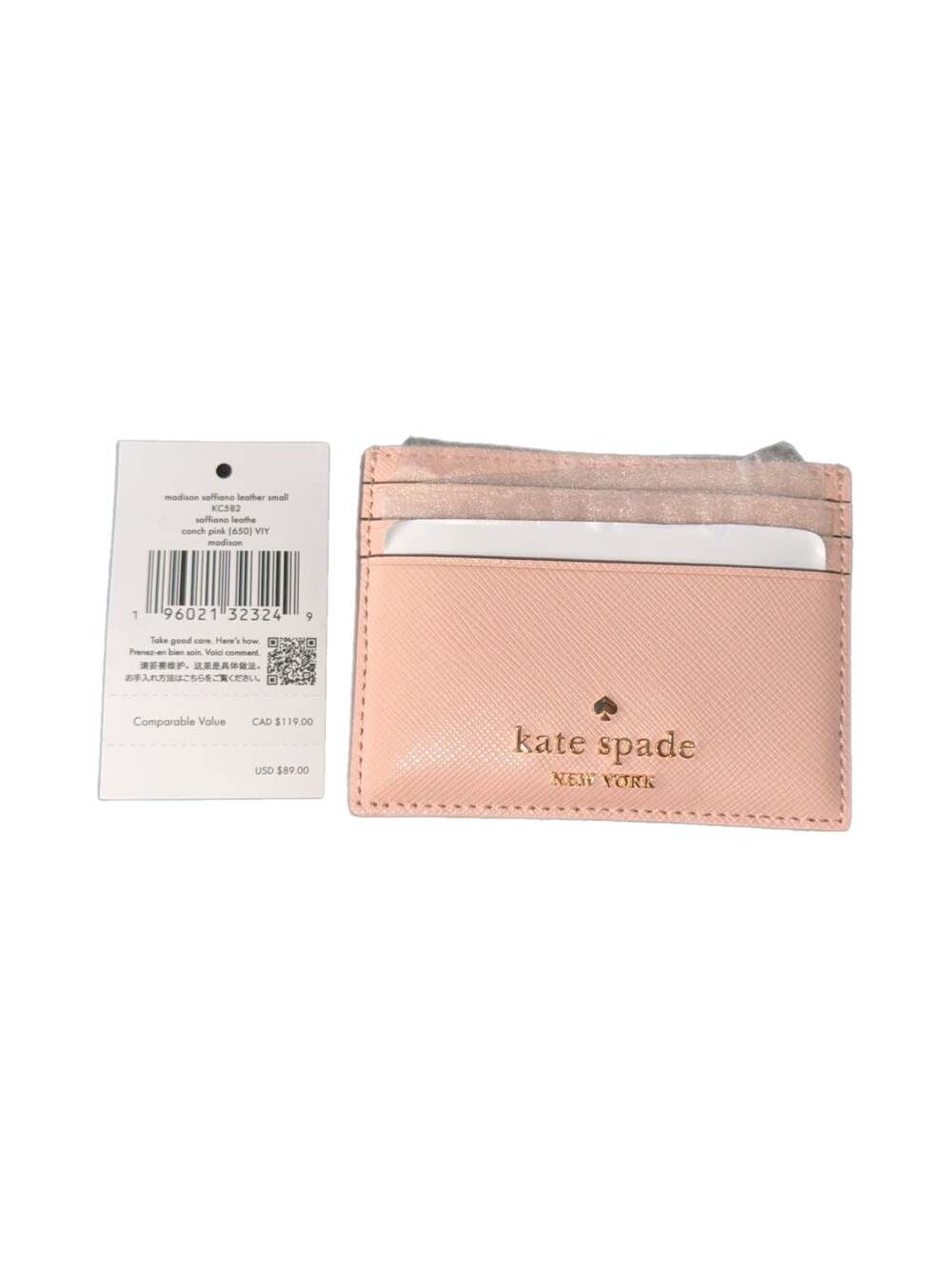 Kate Spade Madison Conch Pink Saffiano Leather Card Holder KC582 New with Tag - Picture 8 of 10